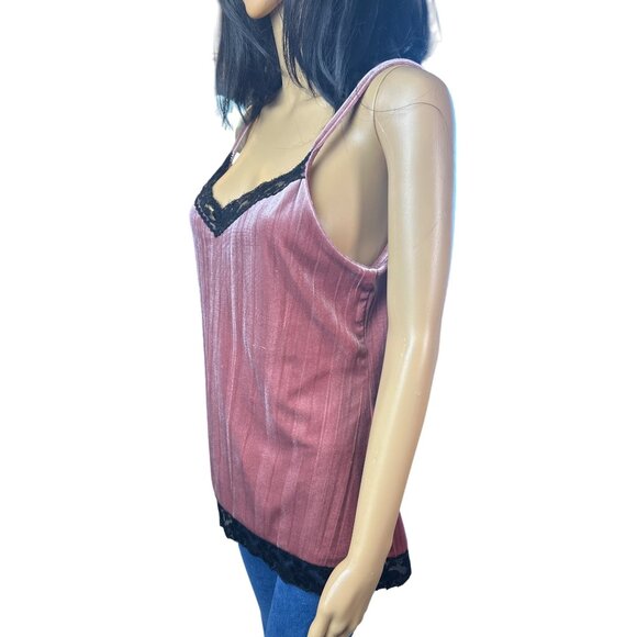 Womens Lace Trim Velvet Cami Size M 2K5 Romantic Indie Sleaze - Picture 4 of 6